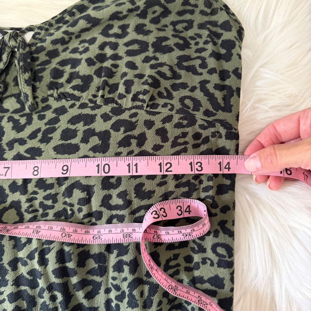 Hollister - Green Animal Print Midi Slip Skirt with Slit Size Medium Grunge Goth - Picture 10 of 11